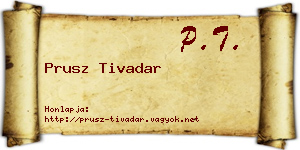 Prusz Tivadar névjegykártya